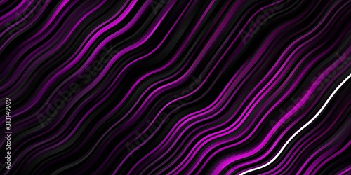 Dark Purple vector backdrop with curves. Colorful illustration in circular style with lines. Pattern for commercials, ads.