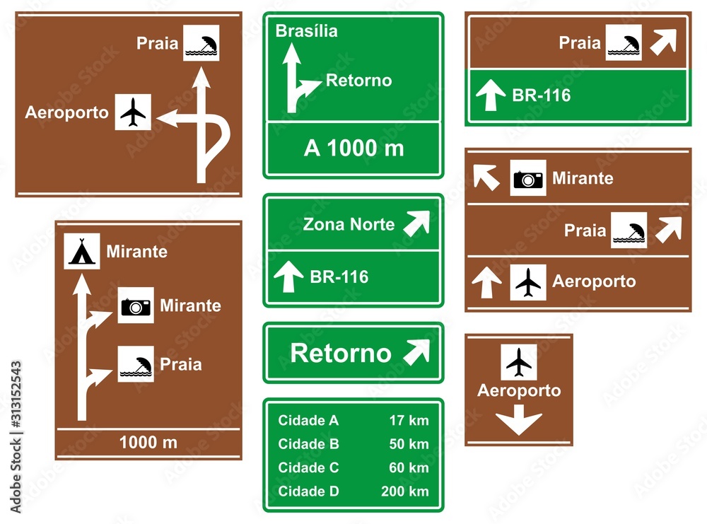 Fototapeta premium Brazilian road signs. Not official.