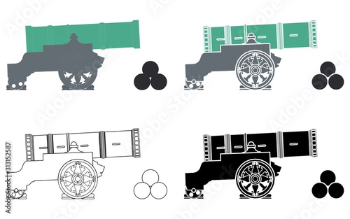 Tsar cannon colored and outline.