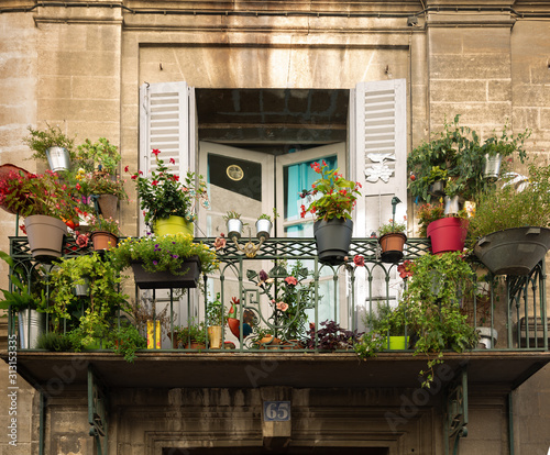 Close up shot of an old balcony in Avignon