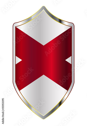 Alabama State Flag On A Crusader Style Shield