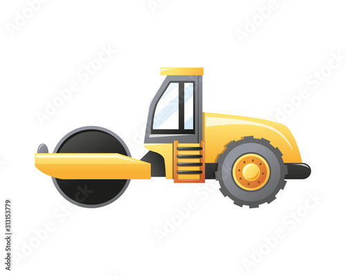 Vector illustration Steamroller construction vehicle