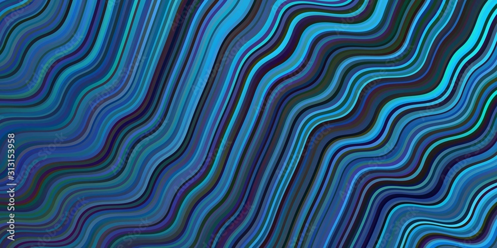 Dark BLUE vector texture with curved lines.