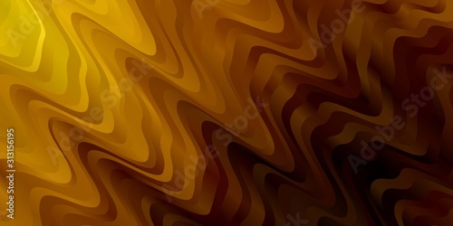 Dark Orange vector backdrop with curves. Brand new colorful illustration with bent lines. Template for cellphones.