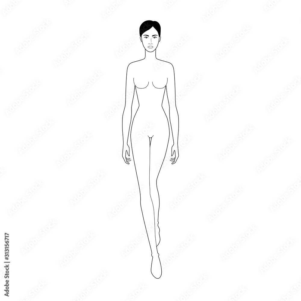 Fashion template of walking women. 