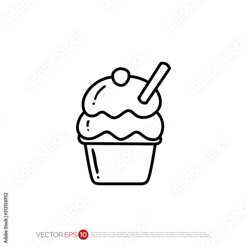 Pictograph of Ice Cream in outline for template logo  icon  identity vector designs  and graphic resources.