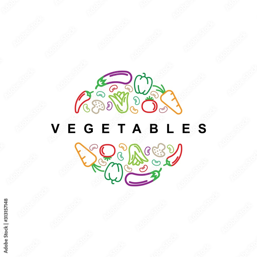 Obraz premium Vegetables logo design symbol vector template.Healthy organic food icon illustration