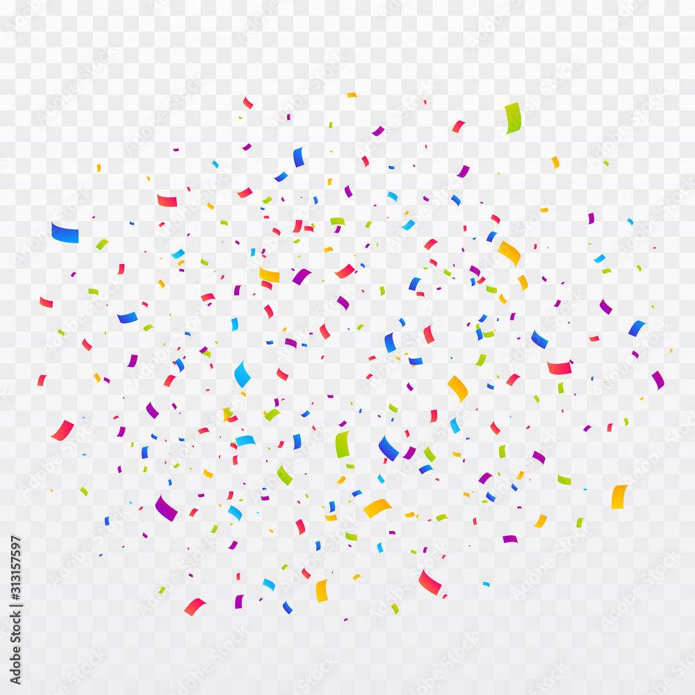 Confetti burst vector illustration. Color ribbons and streamers. Birthday party background - obrazy, fototapety, plakaty 