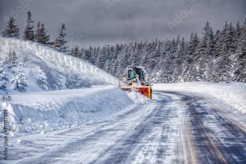 Snow Blower on the Cabot Trail in the Cape Breton Highlands National Park, Nova Scotia photo