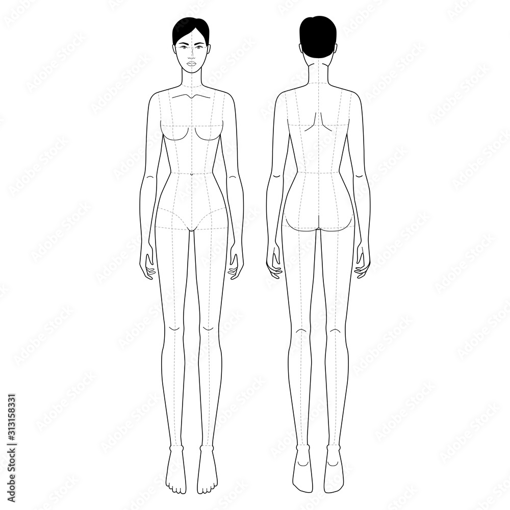 Fashion template of standing women. Fashion template of standing women.