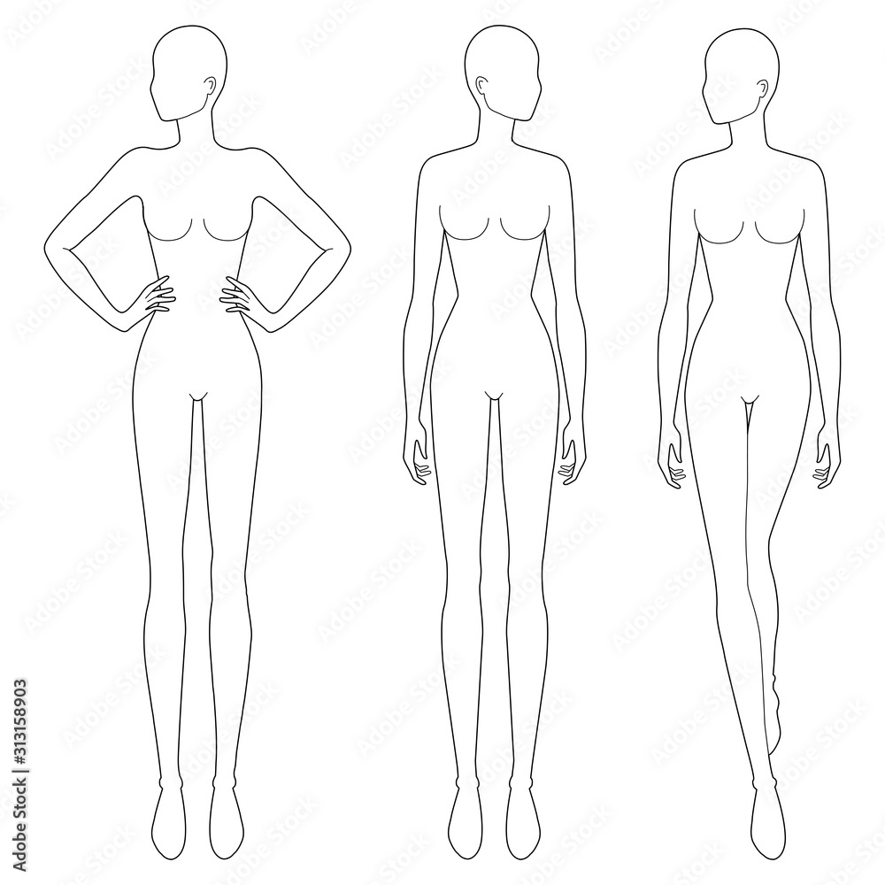 Fashion template of women in different poses. Fashion template of women in different poses.