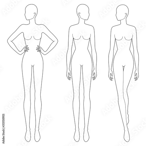 Fashion template of women in different poses. 