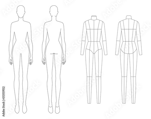 Fashion template of standing women. 