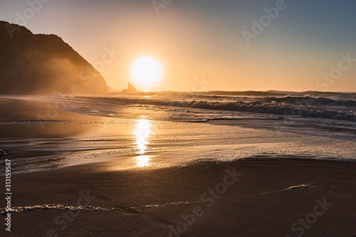 Sunset on Adraga Beach, Power of Nature, Sintra, Portugal photo