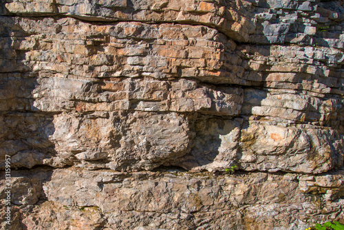 layers of rock near gosau, austria