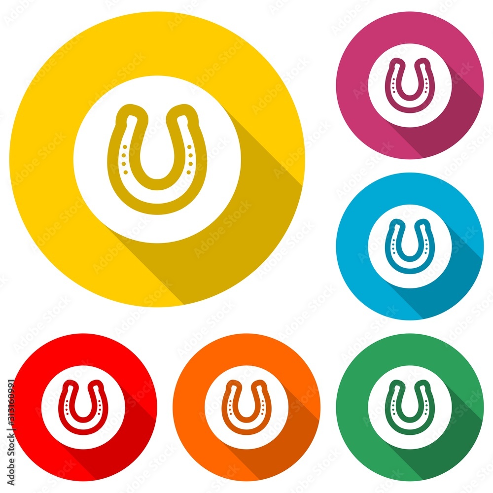 Horseshoe icon isolated with long shadow Horseshoe icon isolated with long shadow