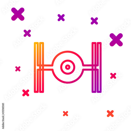 Color line Cosmic ship icon isolated on white background. Gradient random dynamic shapes. Vector Illustration