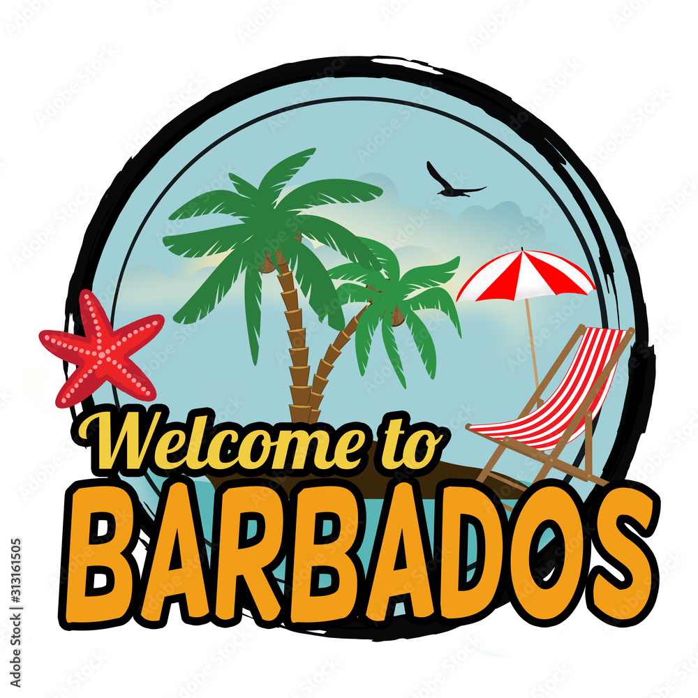 Welcome to Barbados sign or stamp