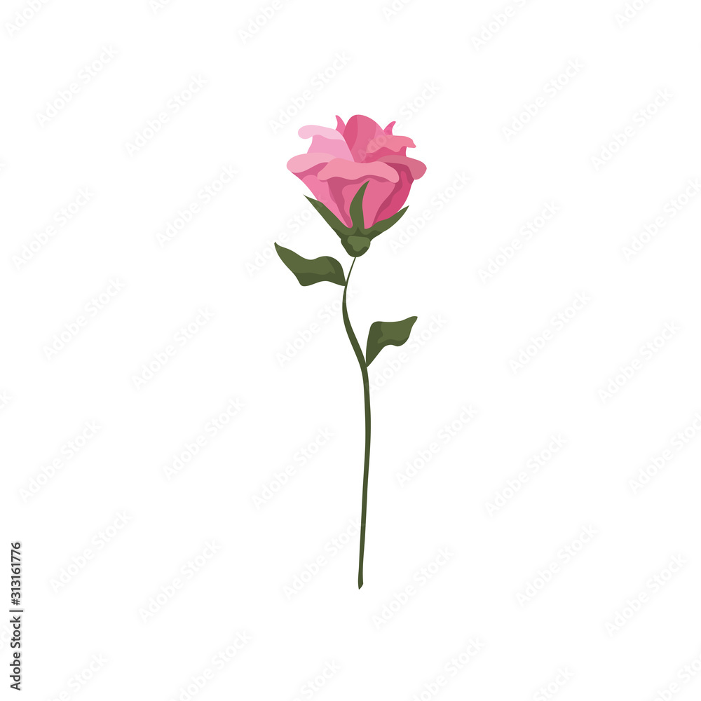 cute flower with branch and leafs isolated icon cute flower with branch and leafs isolated icon