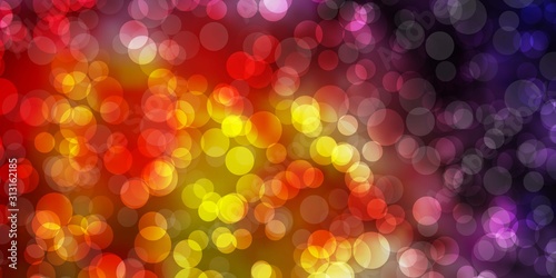 Light Pink, Yellow vector texture with disks. Modern abstract illustration with colorful circle shapes. Design for posters, banners.