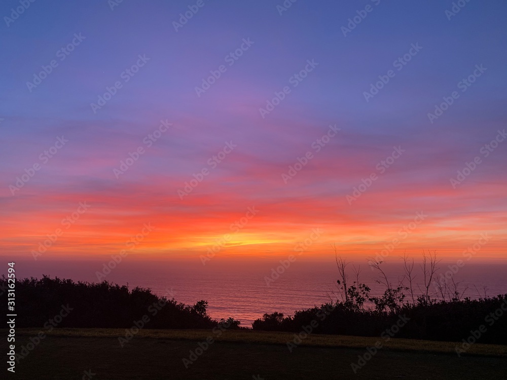 sunset over field