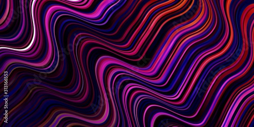 Dark Multicolor vector pattern with curved lines. Bright illustration with gradient circular arcs. Template for your UI design.