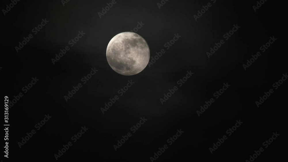 Close Up Bright Full Moon With Cloud Layer Real Time Close Up Bright Full Moon With Cloud Layer Real Time