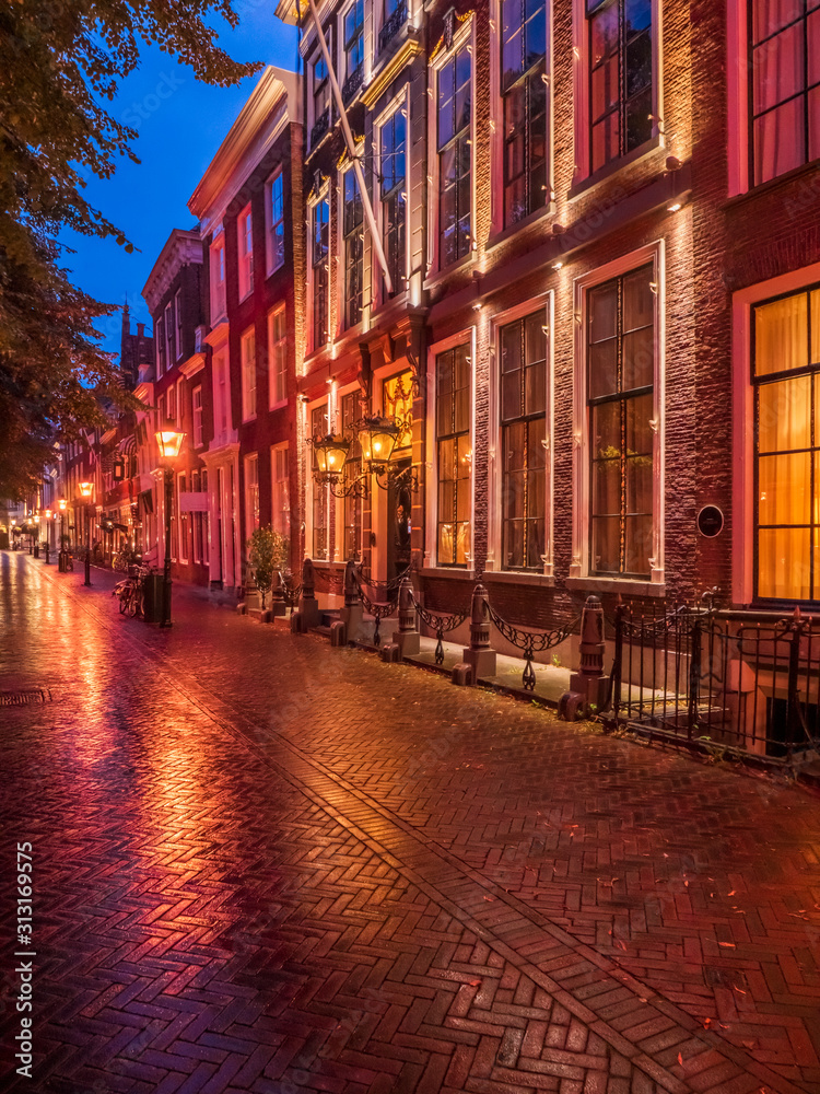 Houses at the seaport at dusk, Zierikzee, Netherlands Houses at the seaport at dusk, Zierikzee, Netherlands