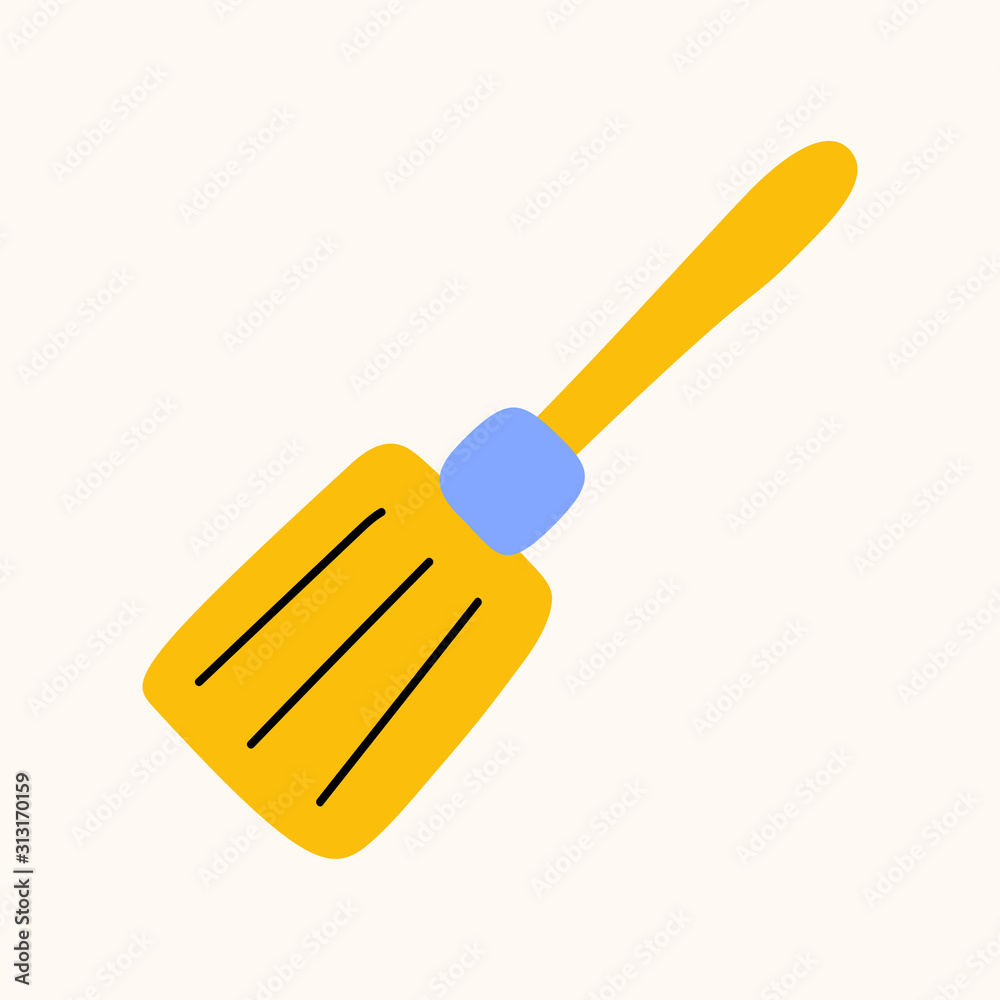 kitchen spatula cartoon doodle vector stock icon in flat style. Decoration kitchenware element Isolated on white background. Flat design. Vector illustration.