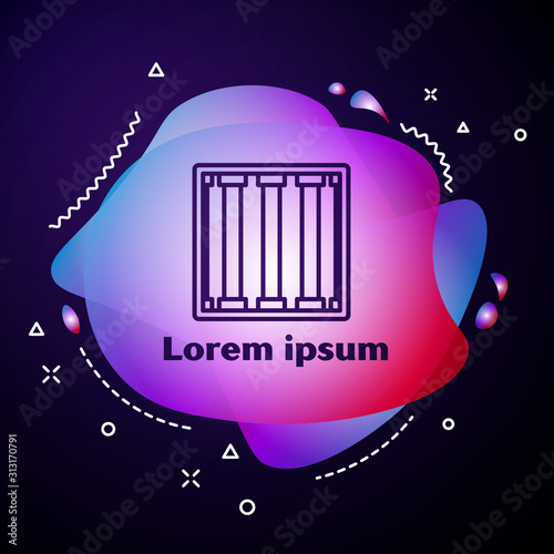 Purple line Prison window icon isolated on blue background. Abstract banner with liquid shapes. Vector Illustration