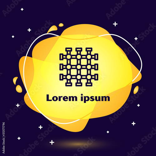 Black line Prison window icon isolated on blue background. Abstract banner with liquid shapes. Vector Illustration