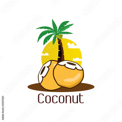 Coconut tree icon vector concept design illustration