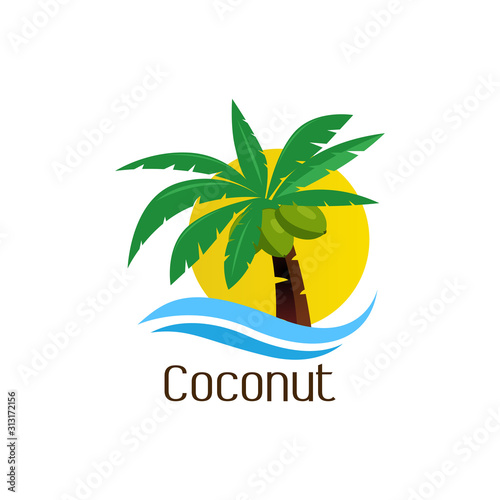 Coconut tree icon vector concept design illustration