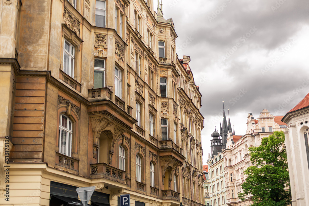 The architecture of the old city of Prague. Ancient buildings, cozy streets.