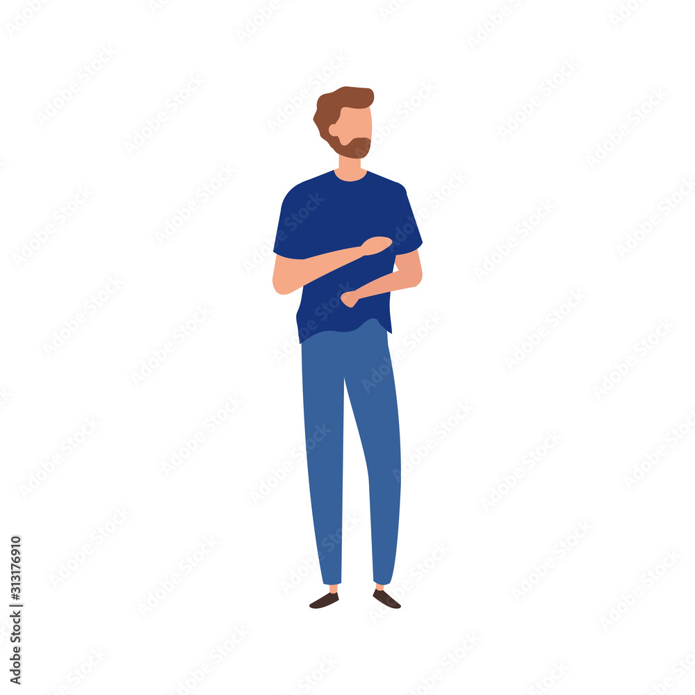 young man with beard avatar character icon vector illustration design