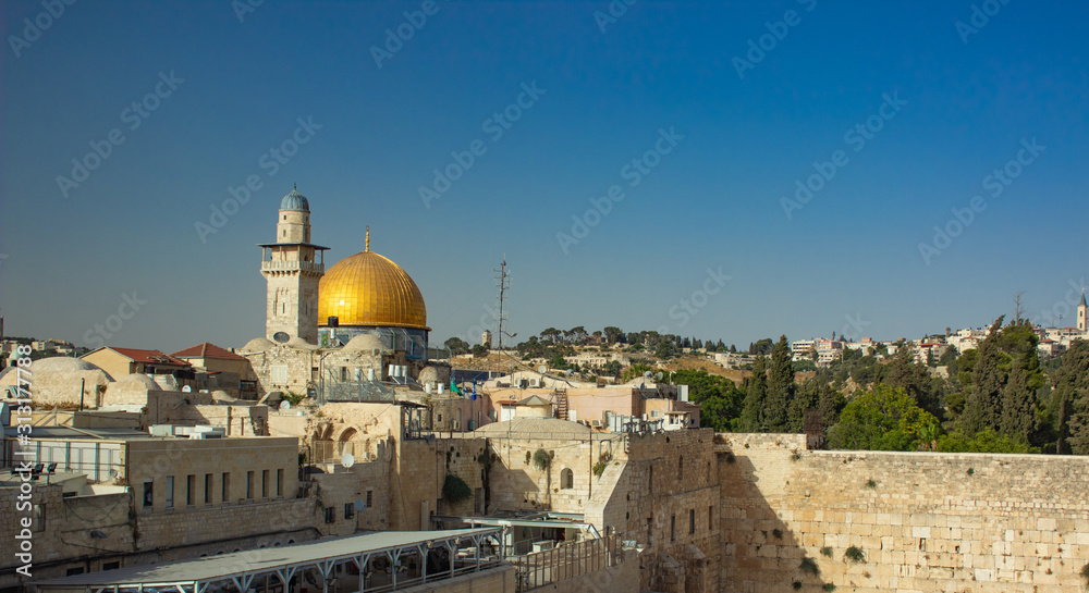 Jerusalem ancient holy land city religion pilgrimage destination for whole world believers occupied by Israel