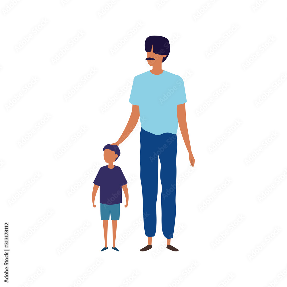 father with son avatar character vector illustration design