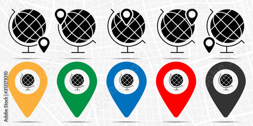The globe icon in location set. Simple glyph, flat illustration element of education theme icons