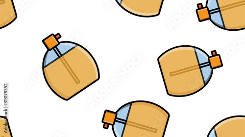 Endless seamless pattern of beautiful beauty cosmetic items of perfume and cologne bottles with a tasty pleasant smell on a white background. Vector illustration