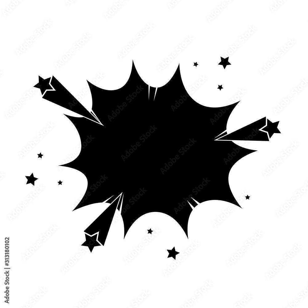 silhouette of explosion with stars pop art style icon vector illustration design