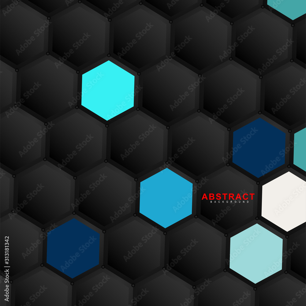 Abstract vector hexagonal geometry background. Surface polygon pattern with hexagon shadows, honeycomb. 3D design technology Abstract vector hexagonal geometry background. Surface polygon pattern with hexagon shadows, honeycomb. 3D design technology