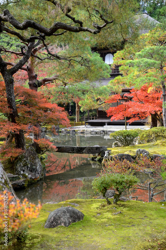 Beautiful fall colors in Ginkaku-ji Silver Pavilion during the autumn season in Kyoto