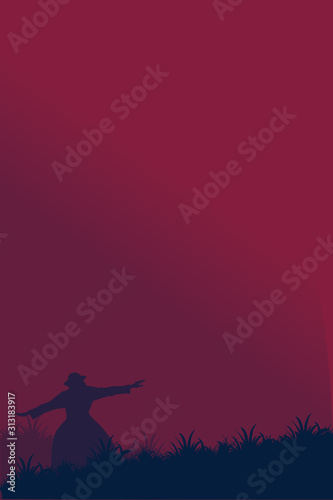  vector silhouette of girl on a background