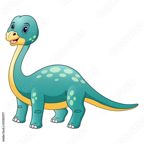Happy brontosaurus isolated on white background