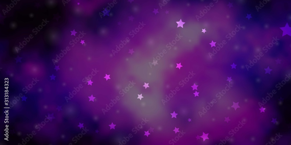 Fototapeta premium Dark Purple vector background with colorful stars. Modern geometric abstract illustration with stars. Theme for cell phones.