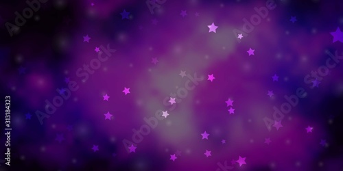 Dark Purple vector background with colorful stars. Modern geometric abstract illustration with stars. Theme for cell phones. © Guskova