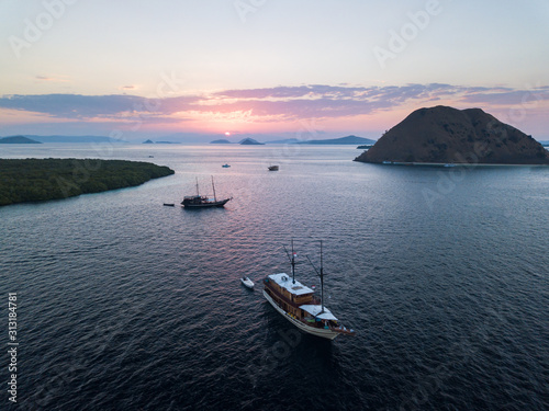 boat at sunset in Flores Island 