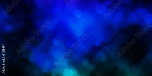 Dark Multicolor vector background with bubbles. Abstract colorful disks on simple gradient background. New template for a brand book.