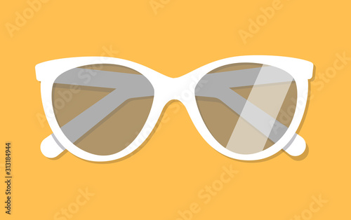 White sunglasses isolated on orange background. Vector illustration in flat style. © Анна 
