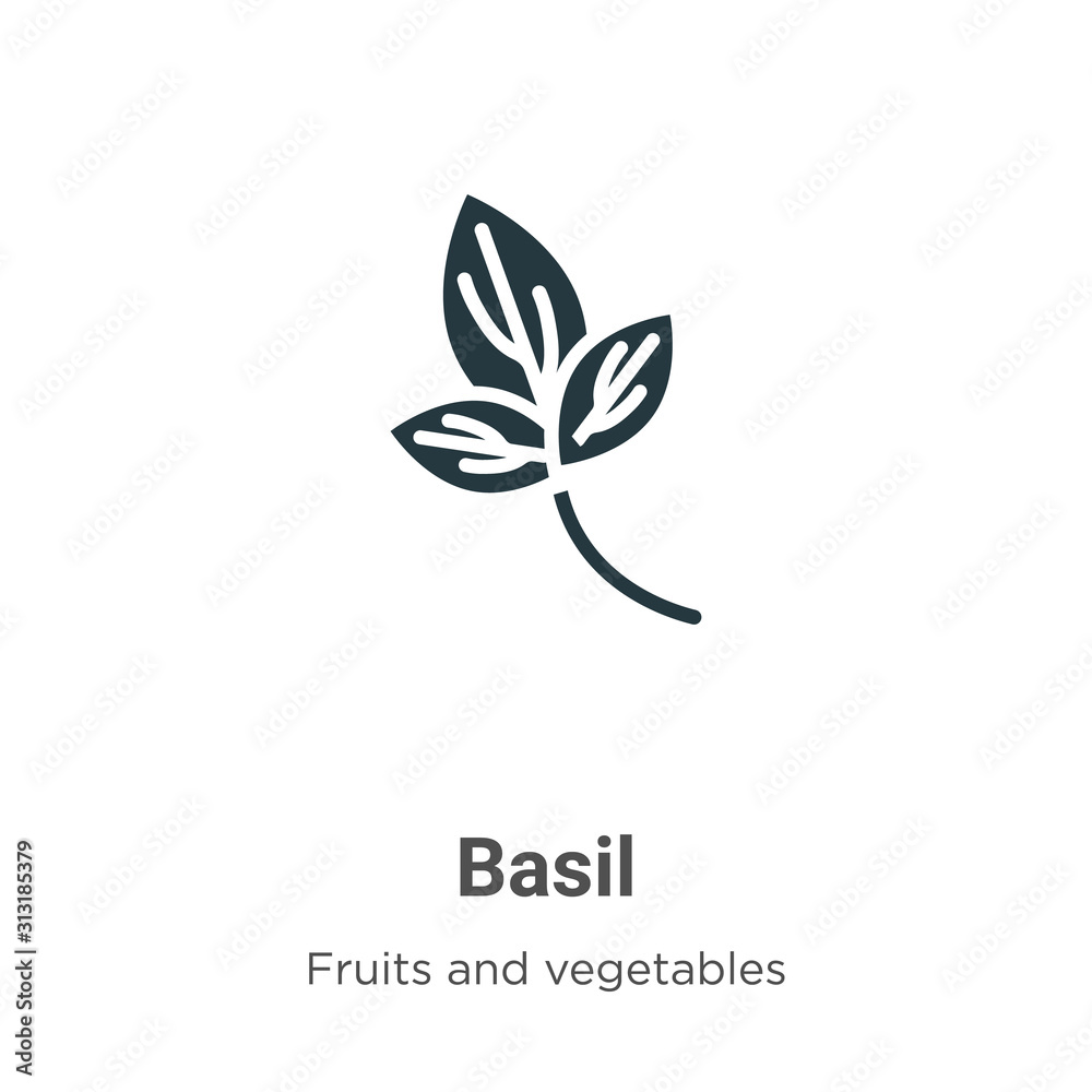 Basil glyph icon vector on white background. Flat vector basil